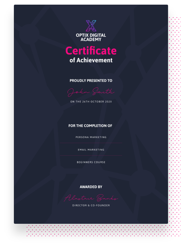 Optix Digital Academy - Certificate